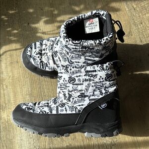 Kids Black and White Patterned Boots